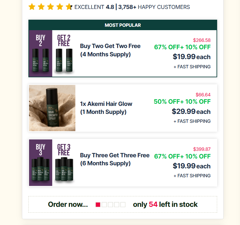 Akemi Hair Glow Hair Growth Spray